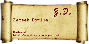 Zacsek Dorina névjegykártya